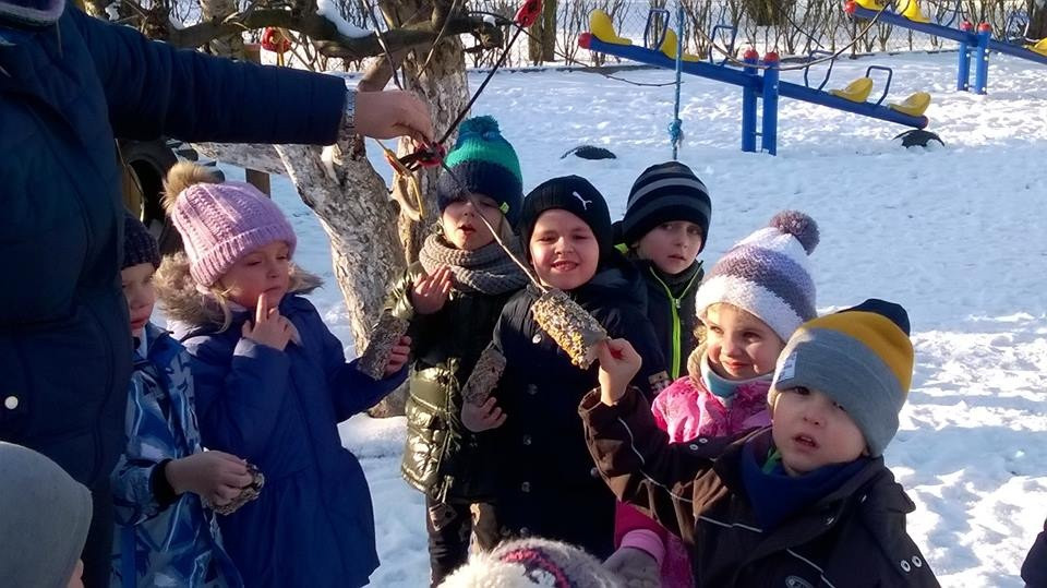 Akcja dokarmiania ptaków zimą w Niepublicznym Przedszkolu 
