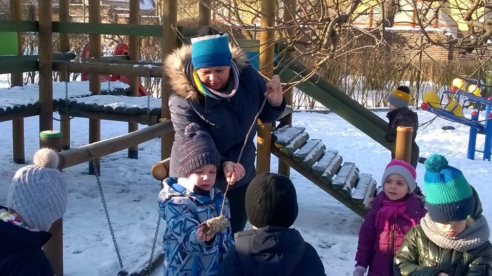 Akcja dokarmiania ptaków zimą w Niepublicznym Przedszkolu 