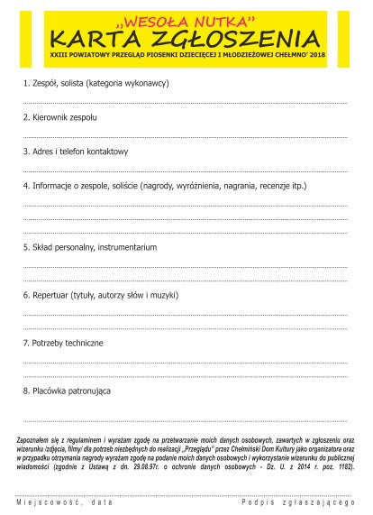 8 kwietnia - Powiatowy Przegląd Piosenki Dziecięcej i Młodzieżowej ?WESOŁA NUTKA?