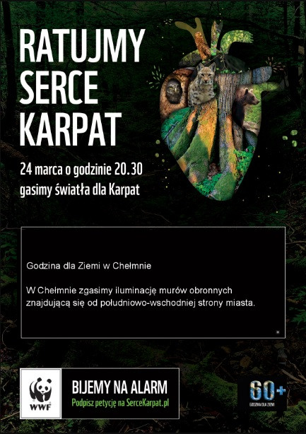 Chełmno, 24 marca 2018 o godzinie 20:30- Godzina dla Ziemi pod hasłem ?Ratujmy serce Karpat?