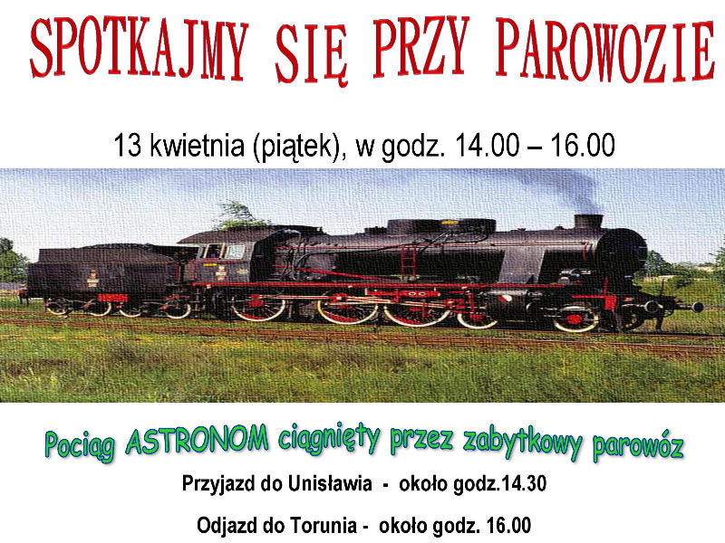 13 kwietnia - Przyjdź na piknik kolejowy - zabytkowy parowóz i autobus w Unisławiu