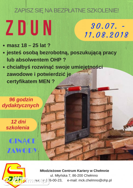 MCK OHP zaprasza na darmowe szkolenia
