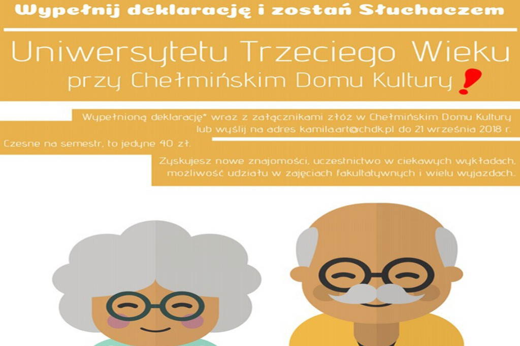 Zapisy na rok 2018/2019 słuchaczy Uniwersytetu Trzeciego Wieku