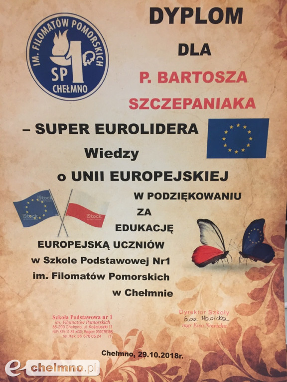 Przedstawiciel sieci Europe Direct w SP Nr 1 w Chełmnie