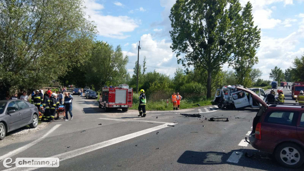 Dwie ciężarówki i bus zderzyły się w okolicach Chełmna