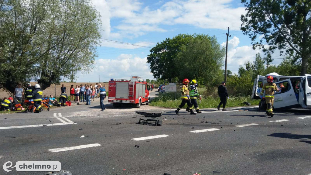 Dwie ciężarówki i bus zderzyły się w okolicach Chełmna
