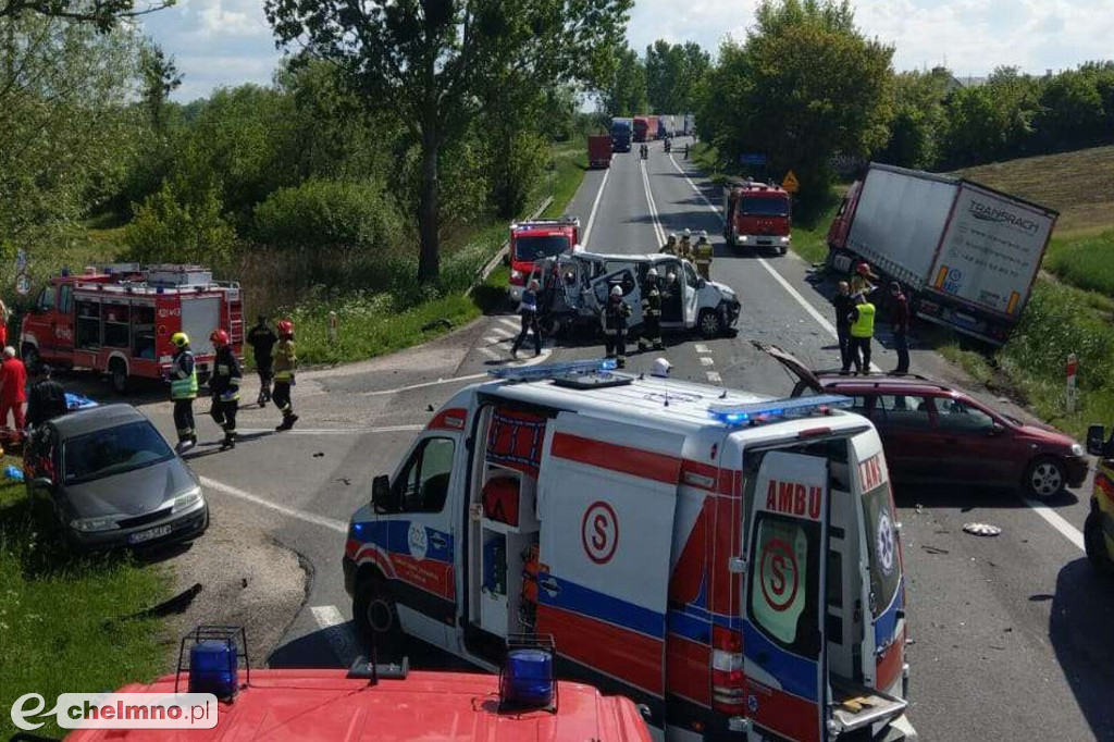 Dwie ciężarówki i bus zderzyły się w okolicach Chełmna