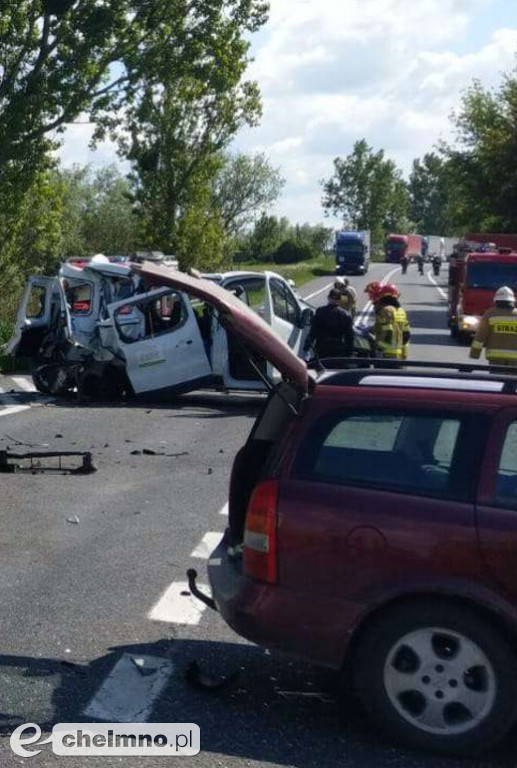 Dwie ciężarówki i bus zderzyły się w okolicach Chełmna