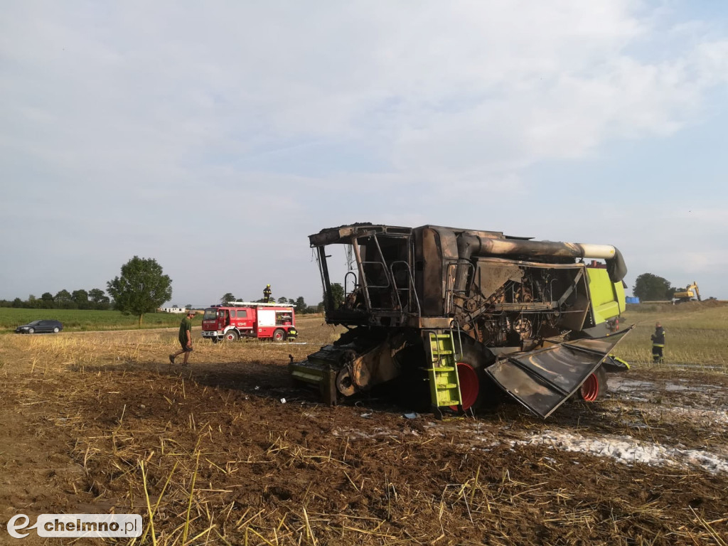 Doszczętnie spalił się kombajn. Były też inne groźne wypadki