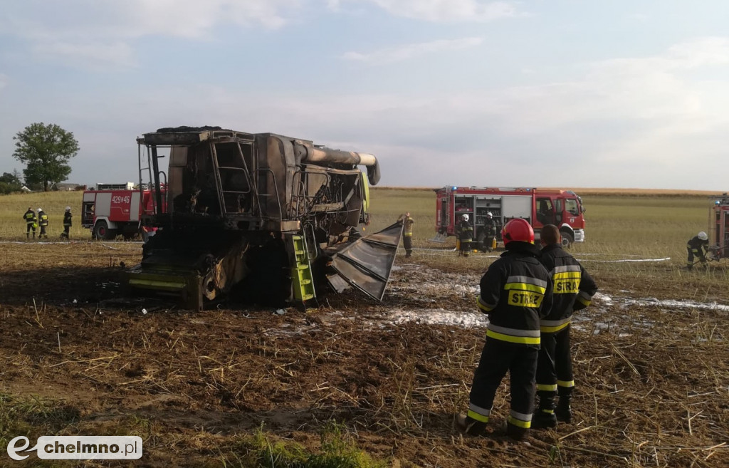 Doszczętnie spalił się kombajn. Były też inne groźne wypadki