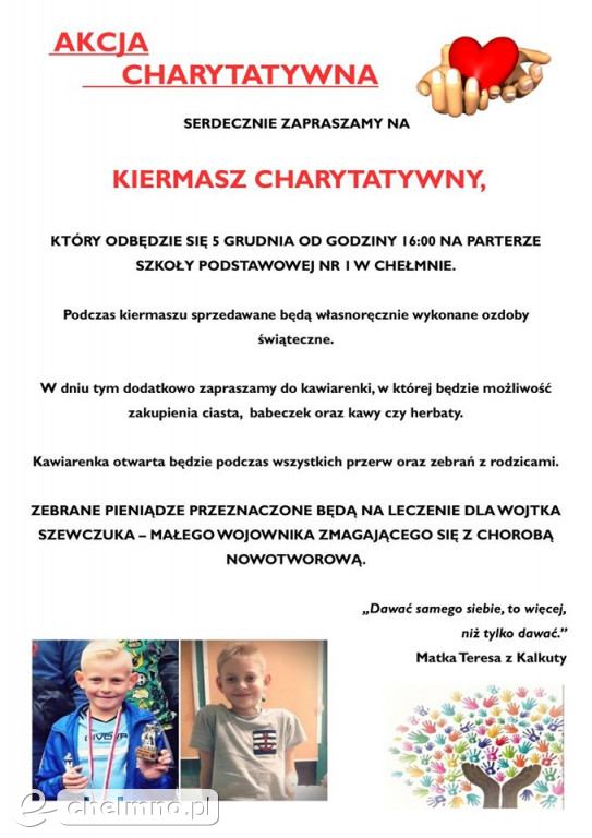 Kiermasz ozdób świątecznych i akcja charytatywna dla Wojtka
