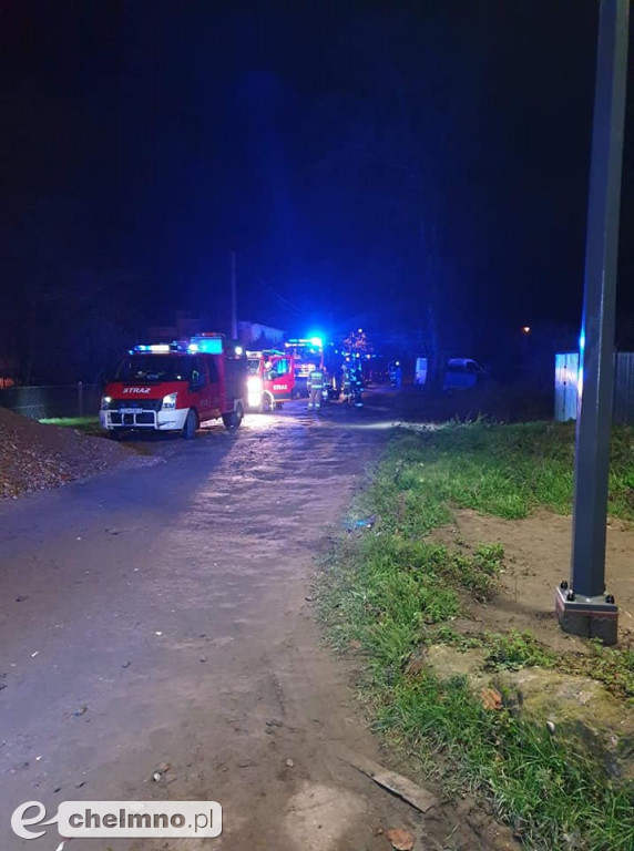 Pożar w Raciniewie. W akcji brało udział 8 zastępów straży pożarnej