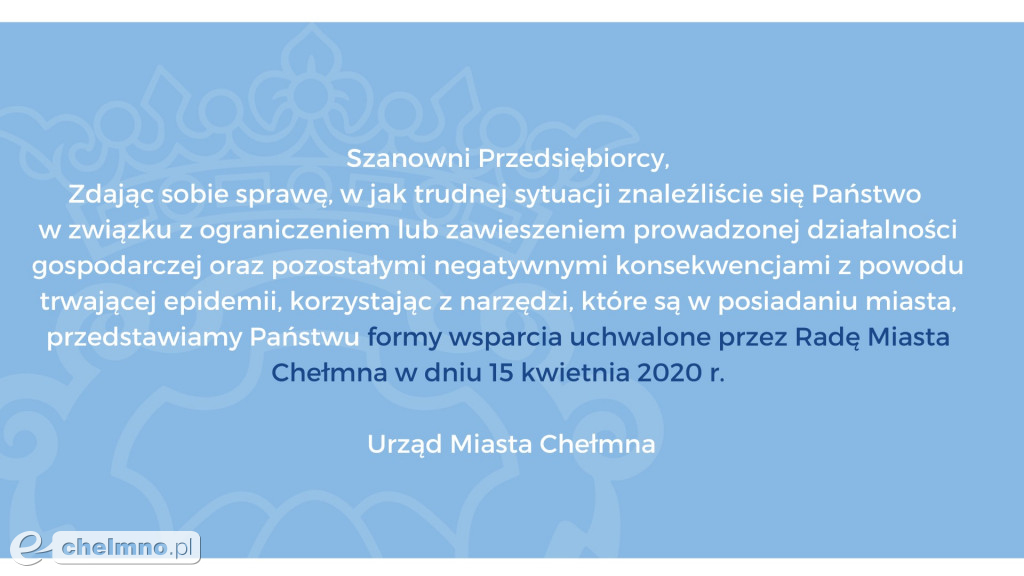 Formy wsparcia dla przedsiębiorców z Gminy Miasto Chełmno