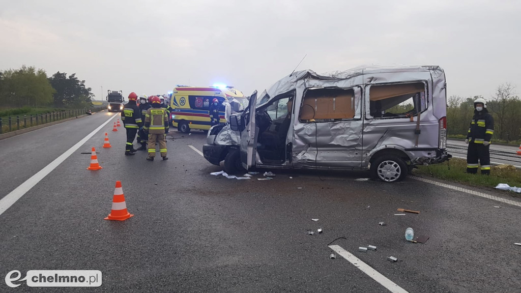 Kolizja na autostradzie A1. Sześć osób zabranych do szpitali