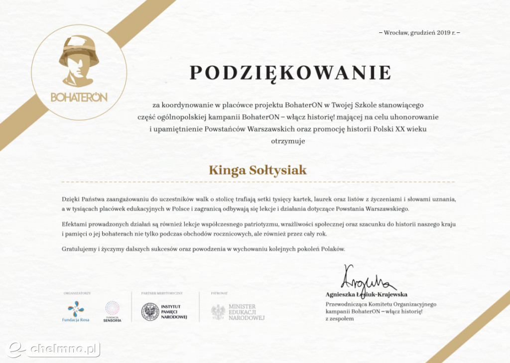 Nauczycielka z Calineczki na obchodach 76. Rocznicy Powstania Warszawskiego w Warszawie