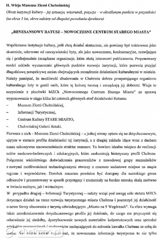 Wytłumaczenie Burmistrza dotyczące powołania Dyrektora Muzeum