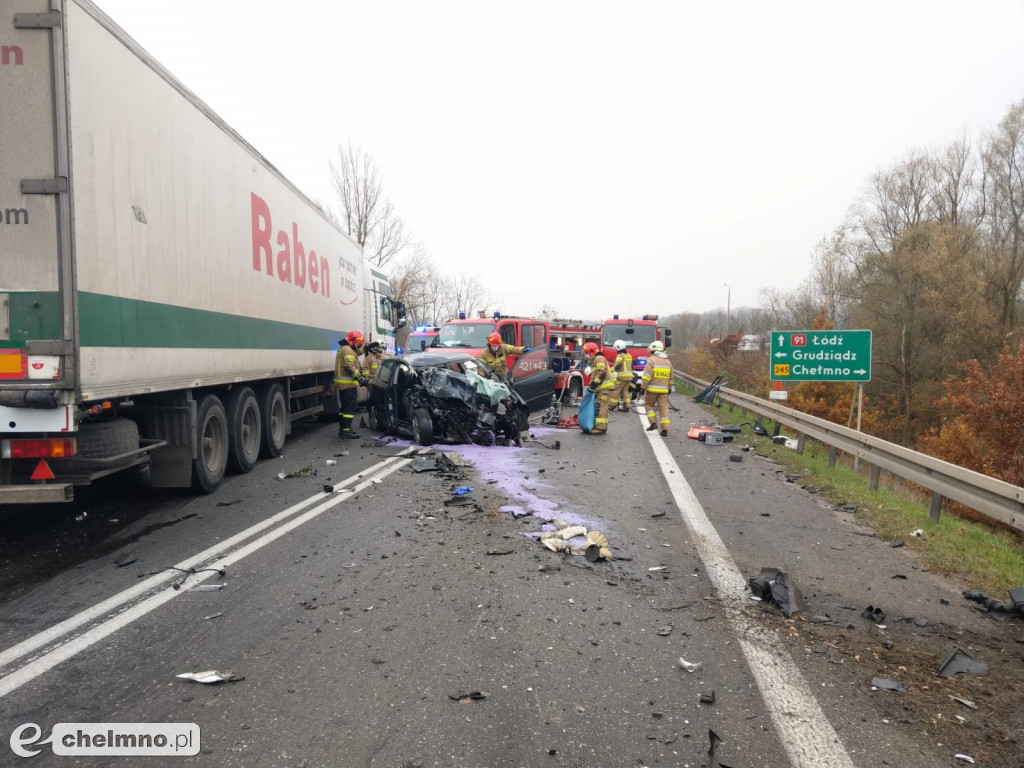 Wypadek na DK91 całkowicie zablokował drogę