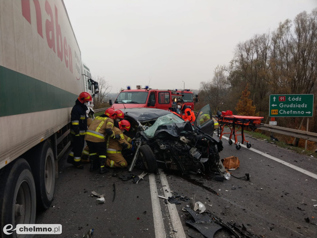 Wypadek na DK91 całkowicie zablokował drogę