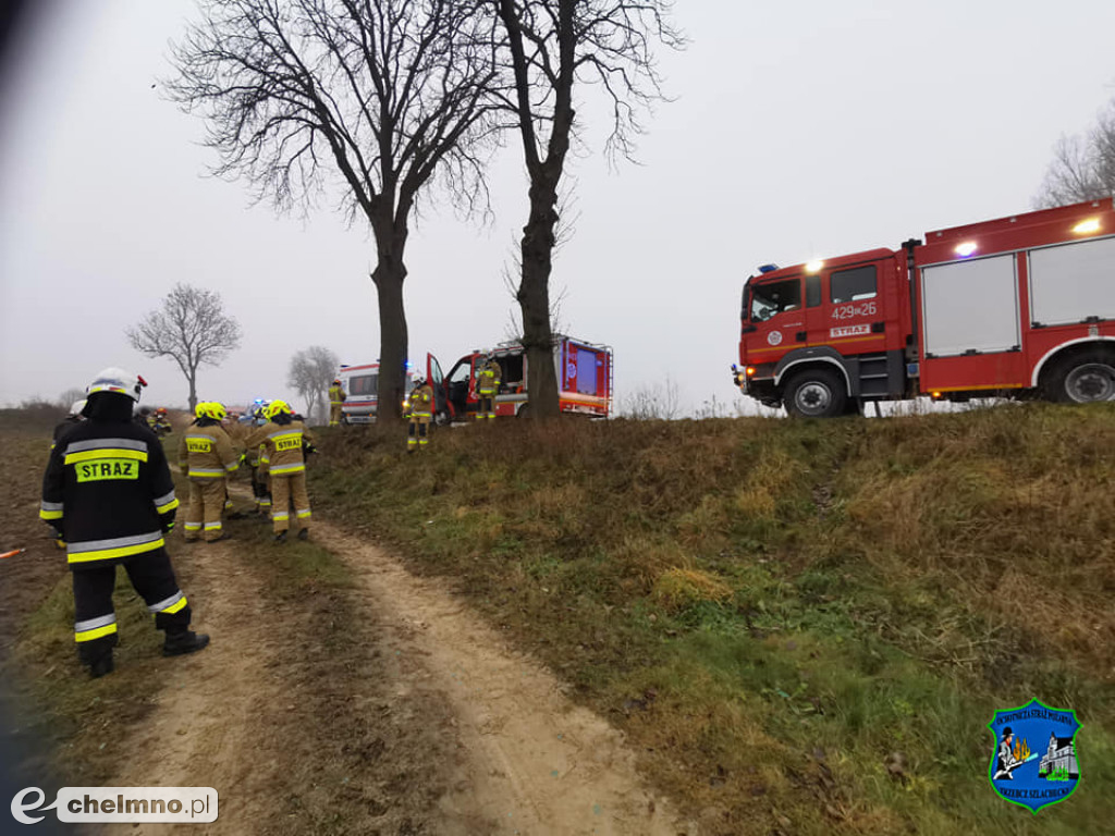 Uderzyła w drzewo i dachowała
