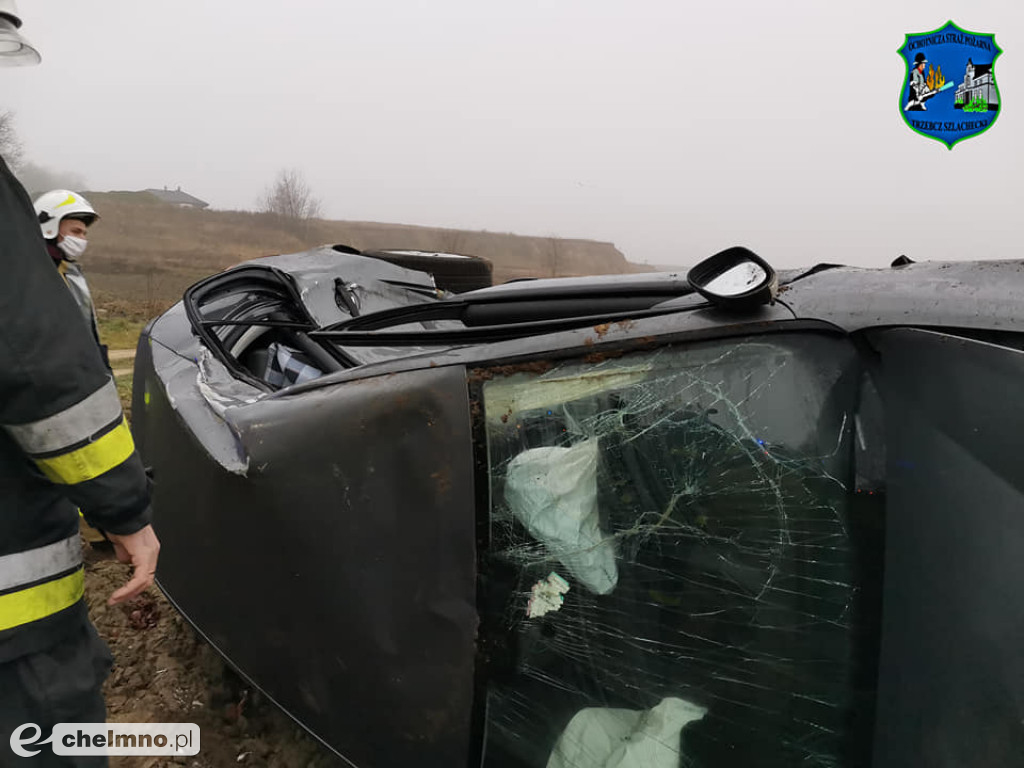 Uderzyła w drzewo i dachowała