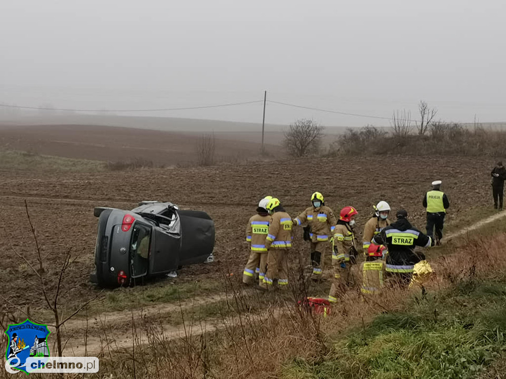 Uderzyła w drzewo i dachowała