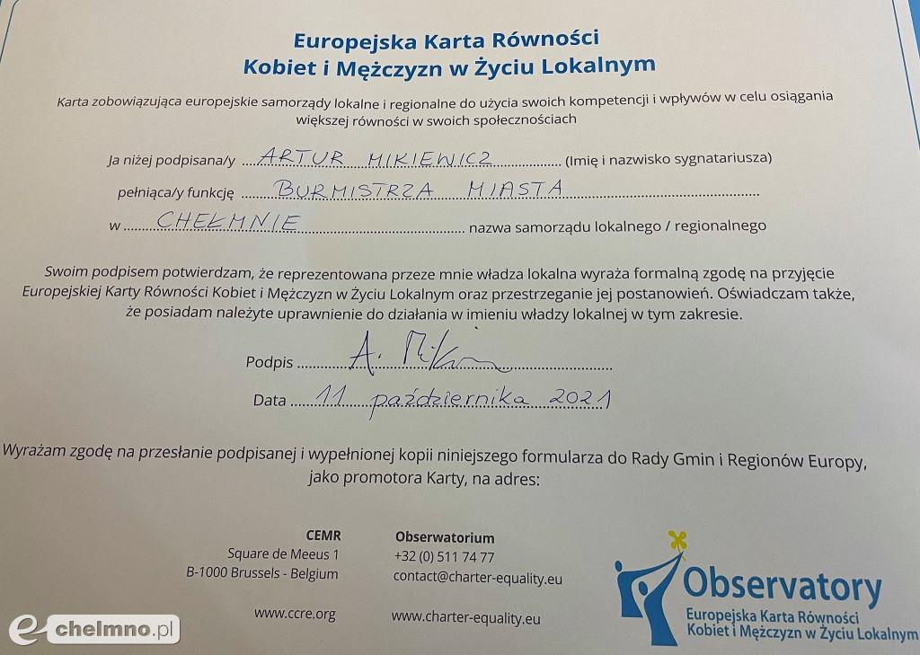 Europejska Karta Równości Kobiet i Mężczyzn w Życiu Lokalnym