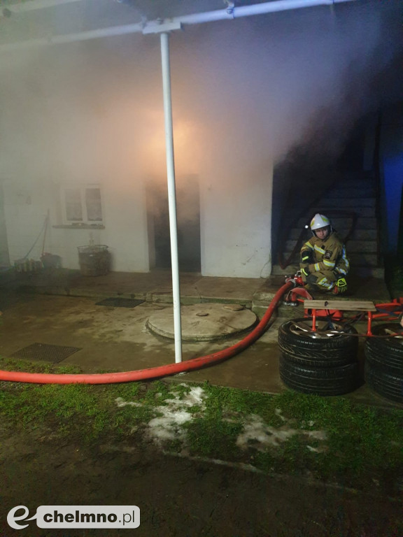 Strażacy gasili pożar w kotłowni