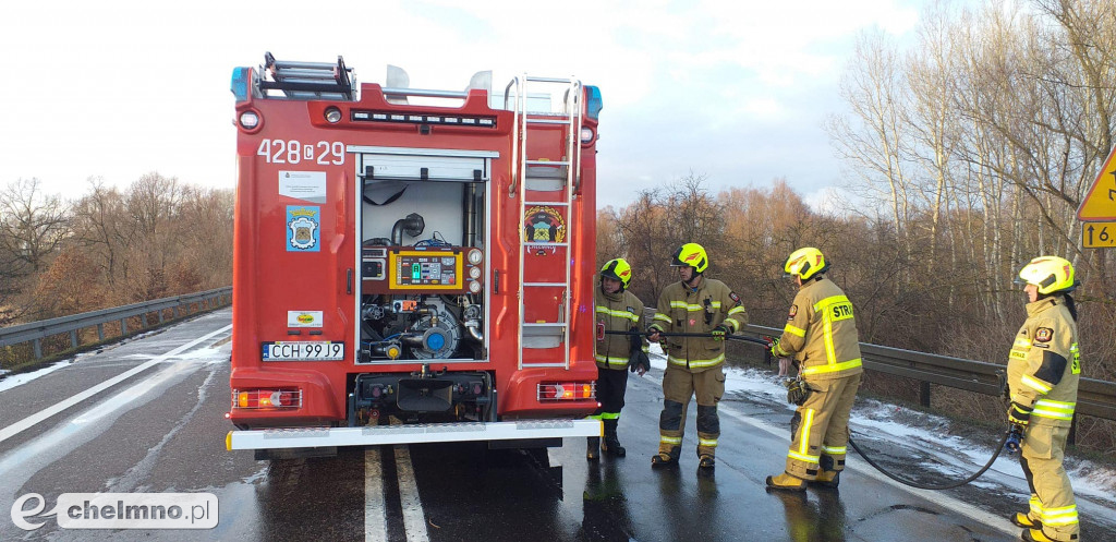Płonęło auto na DK91. Blokada mostu na Wiśle