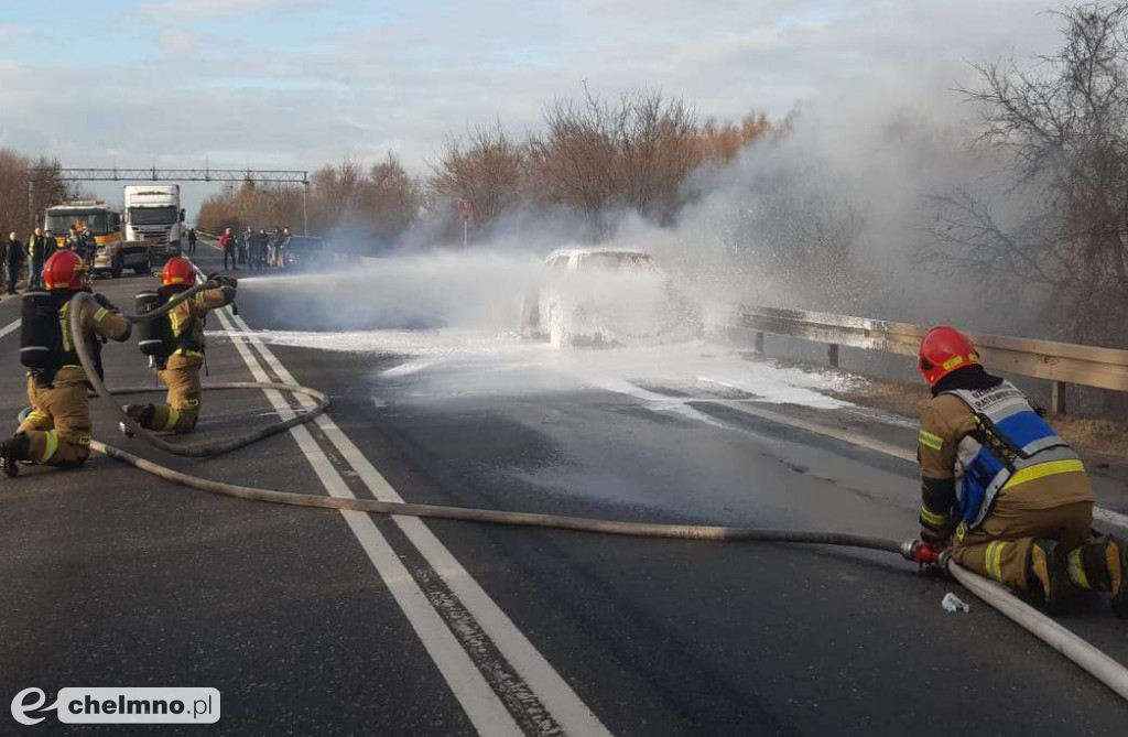 Płonęło auto na DK91. Blokada mostu na Wiśle