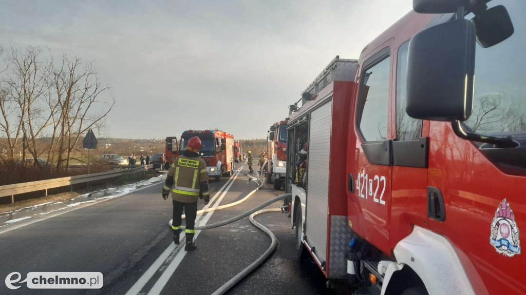 Płonęło auto na DK91. Blokada mostu na Wiśle
