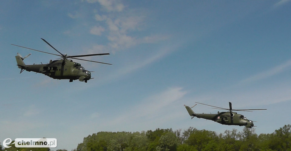F 16 i śmigłowce na niebie, wybuchy pod Chełmnem