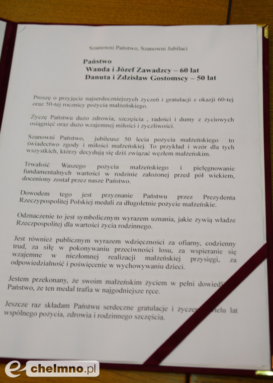 Medale Prezydenta dla Państwa Zawadzkich i Gostomskich
