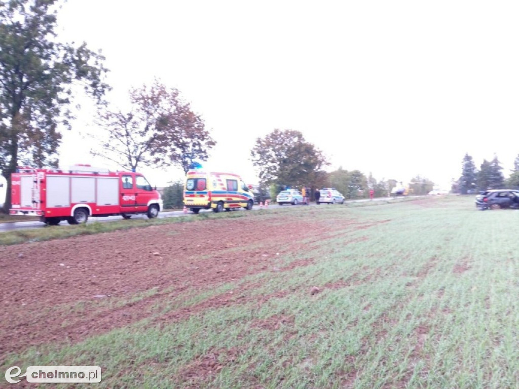 Poszkodowany w wypadku kierowca został zabrany śmigłowcem LPR do szpitala