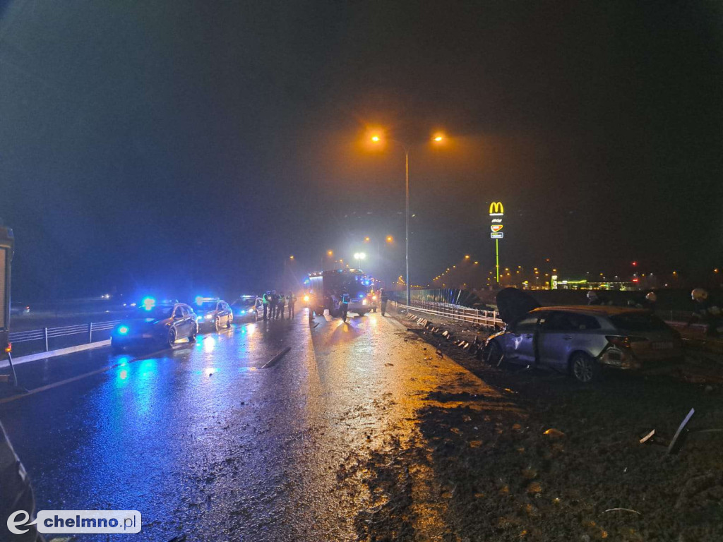 Wypadek na autostradzie A1. Działało wiele zastępów straży pożarnej