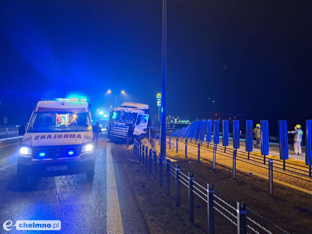 Wypadek na autostradzie A1. Działało wiele zastępów straży pożarnej
