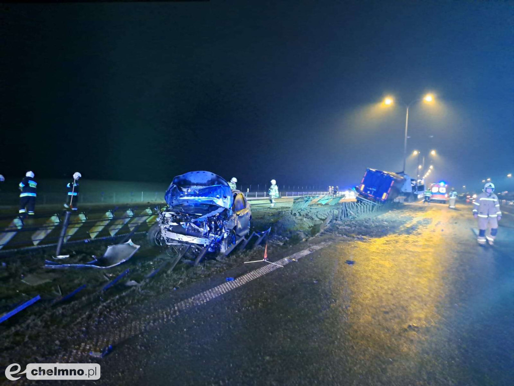 Wypadek na autostradzie A1. Działało wiele zastępów straży pożarnej