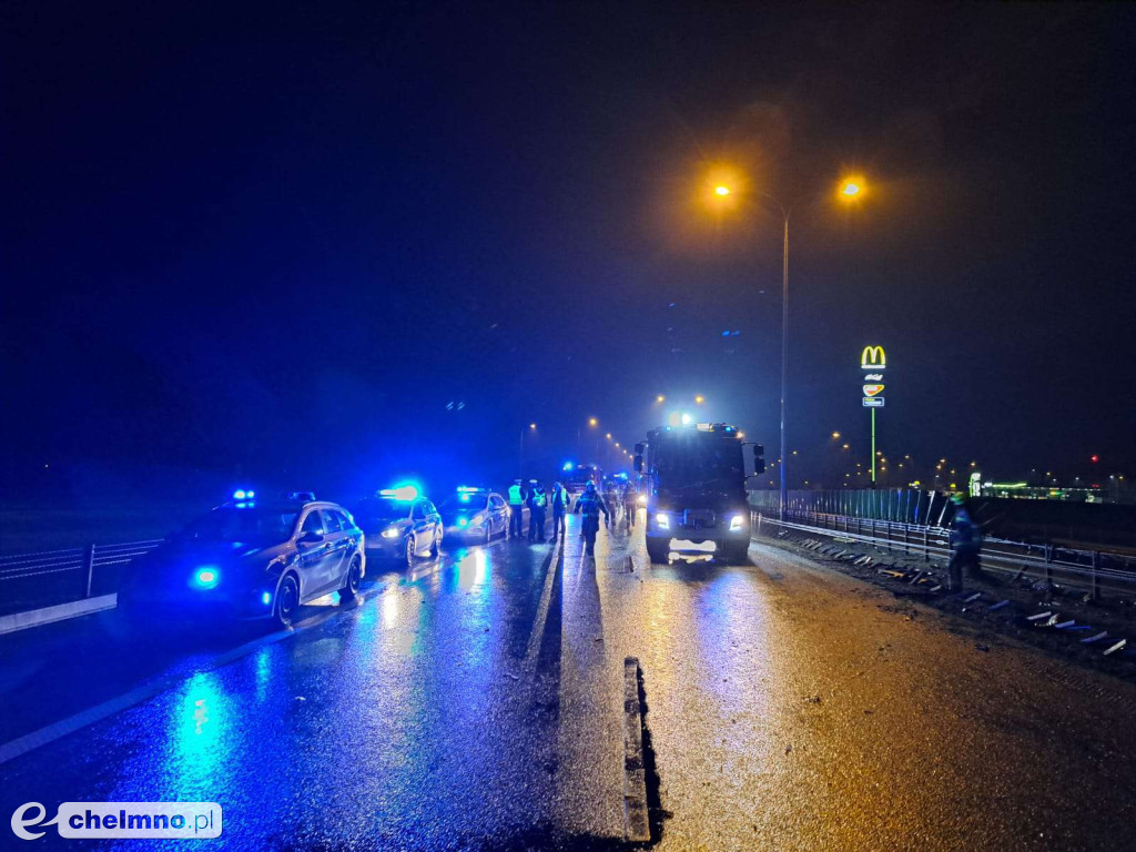 Wypadek na autostradzie A1. Działało wiele zastępów straży pożarnej