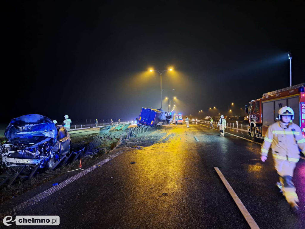Wypadek na autostradzie A1. Działało wiele zastępów straży pożarnej