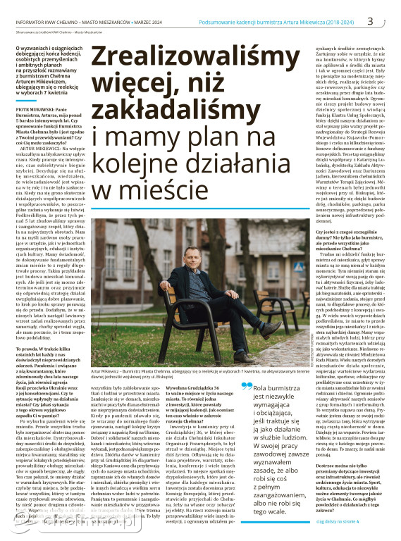 Podsumowanie kadencji burmistrza Artura Mikiewicza