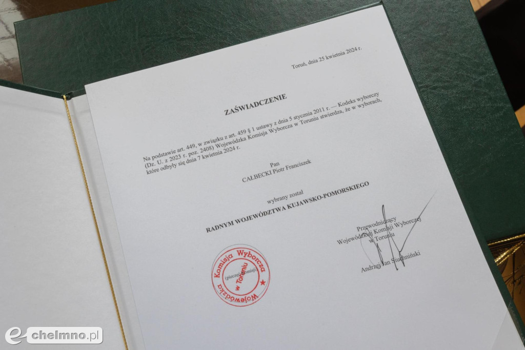Radni województwa odebrali zaświadczenia o wyborze