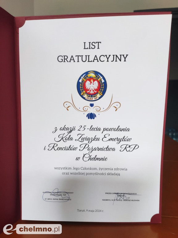 25–lecie Koła Emerytów i Rencistów Pożarnictwa RP w Chełmnie