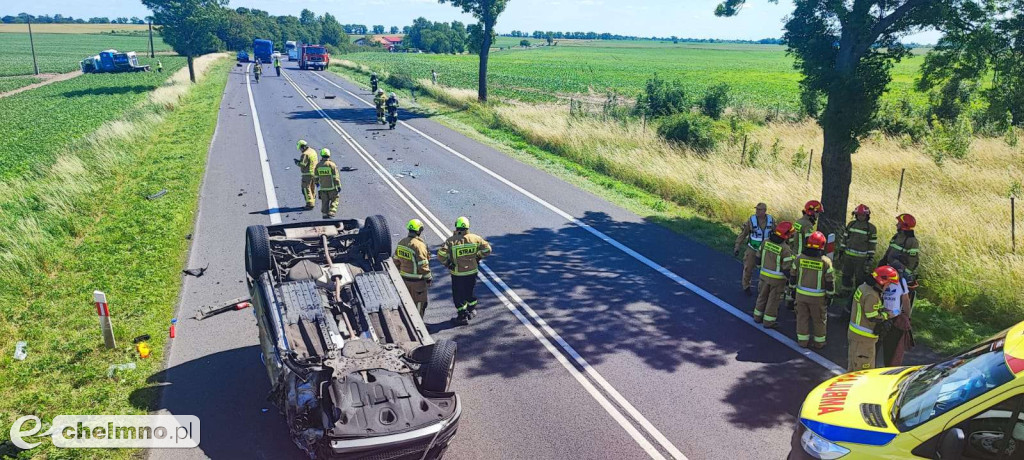 Wypadek w okolicach Chełmna. Trzy osoby zostały poszkodowane