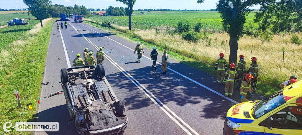 Wypadek w okolicach Chełmna. Trzy osoby zostały poszkodowane