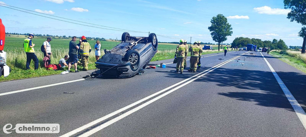 Wypadek w okolicach Chełmna. Trzy osoby zostały poszkodowane