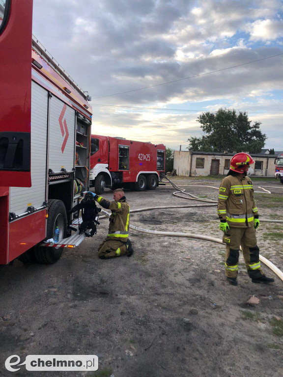 9 zastępów strażackich gasiło pożar kompleksu garaży w Stolnie