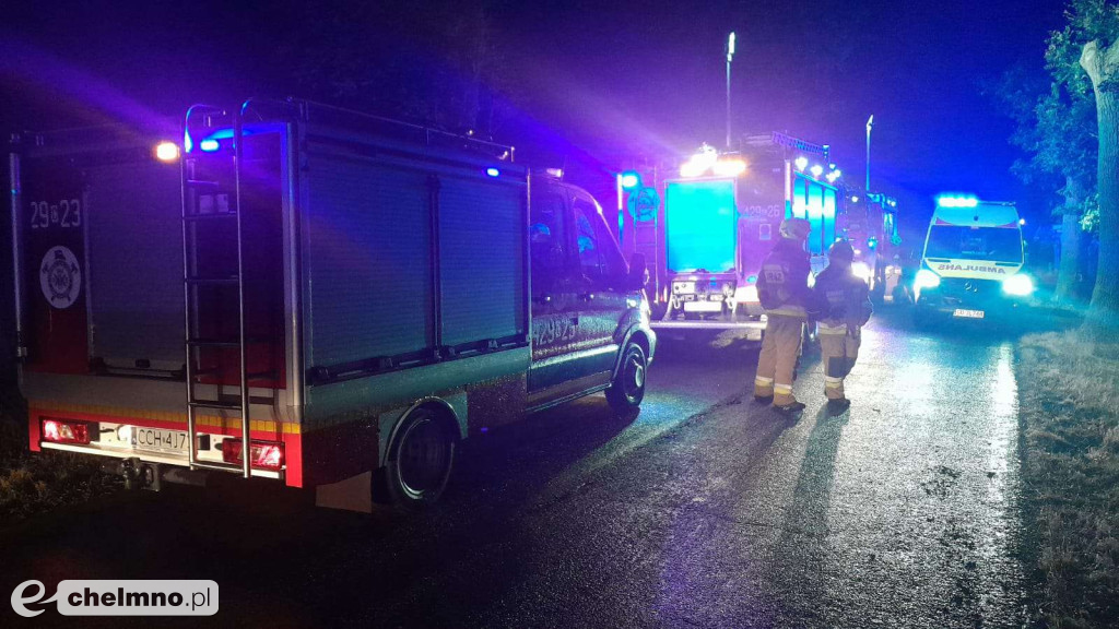 Nocny wypadek dostawczego busa w Trzebczu Szlacheckim