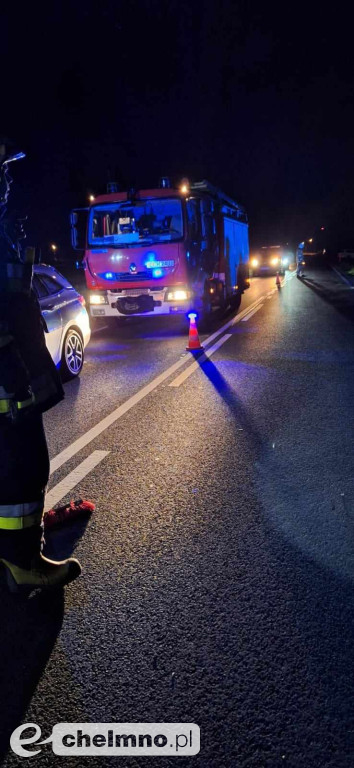 Wypadek w okolicach Chełmna: zderzenie samochodu osobowego z ciężarowym