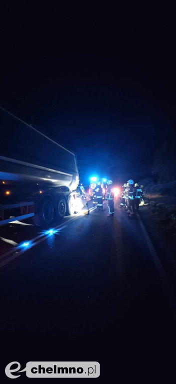 Wypadek w okolicach Chełmna: zderzenie samochodu osobowego z ciężarowym