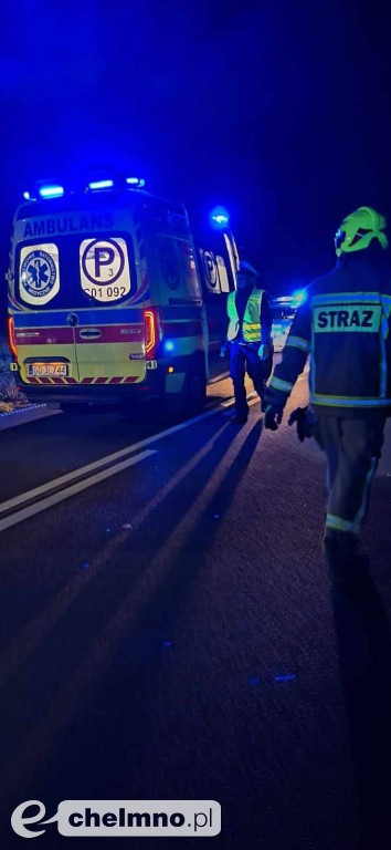 Wypadek w okolicach Chełmna: zderzenie samochodu osobowego z ciężarowym