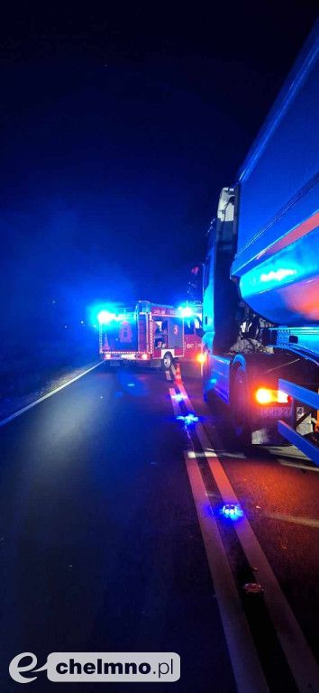 Wypadek w okolicach Chełmna: zderzenie samochodu osobowego z ciężarowym